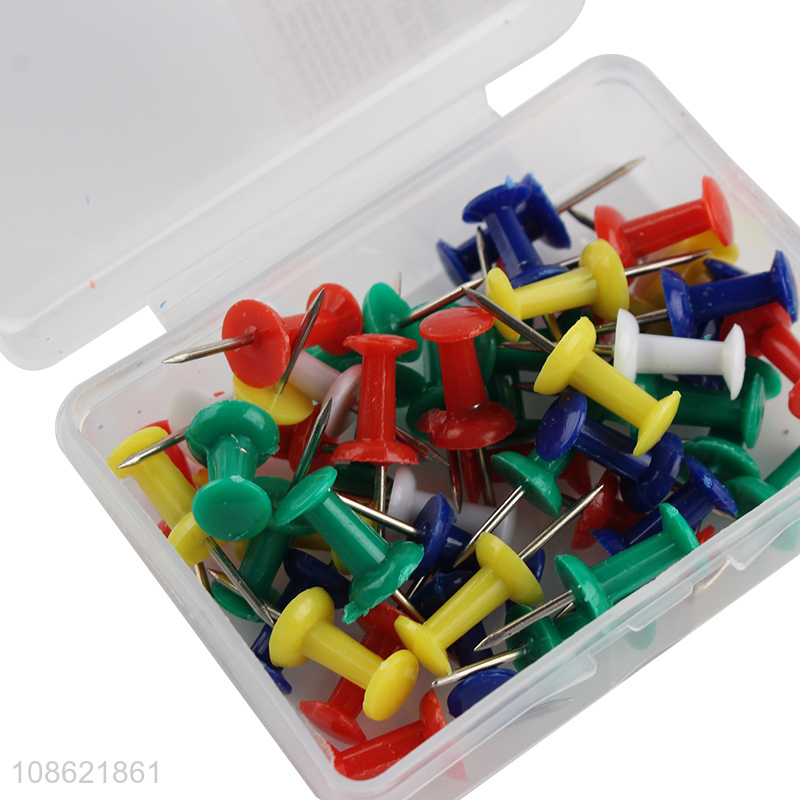 Good quality 50pcs multi-colored push pins thumb tacks office supplies