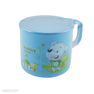 New product cartoon printed plastic water cup with lid for kids toddlers