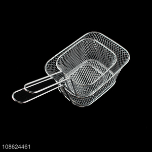 Good quality stainless steel frying basket with handle for kitchen