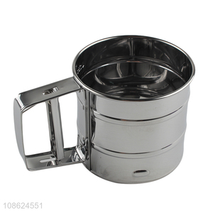 New product stainless steel flour sifter hand crank baking sifter