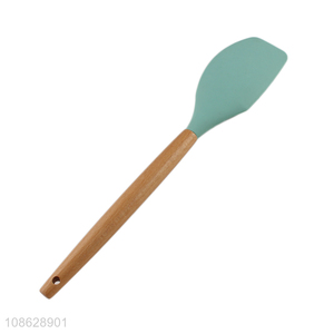 Good quality heat resistant <em>silicone</em> <em>scraper</em> spatula with wooden handle