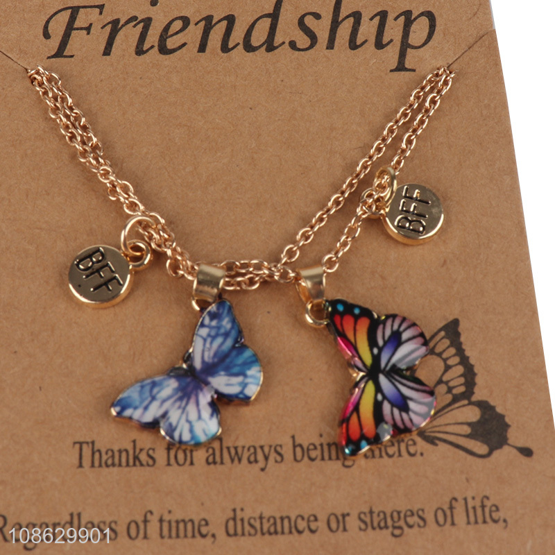 Latest design butterfly pendant alloy necklace for jewelry
