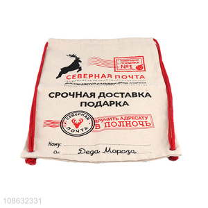 High quality Christmas <em>gift</em> drawstring <em>bag</em> canvas shopping <em>bag</em>
