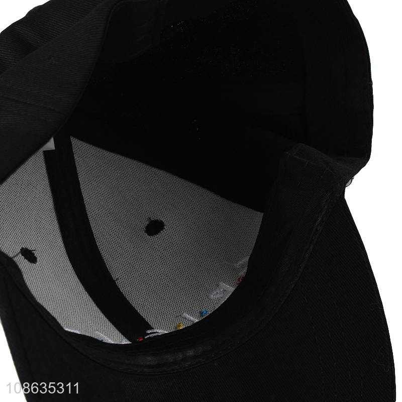 Yiwu market black polyester sports baseball hat for sale