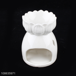 Good selling white ceramic flower tealight candle holder