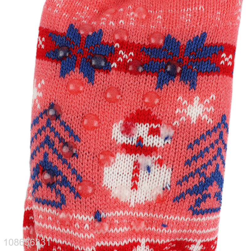 Hot product winter fleece lined anti-slip home slipper socks
