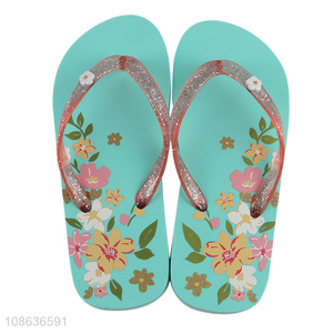 Good selling flower pattern kids girls flip flops slippers