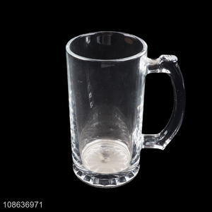 Wholesale clear large capacity beer glasses drinking cup with handle