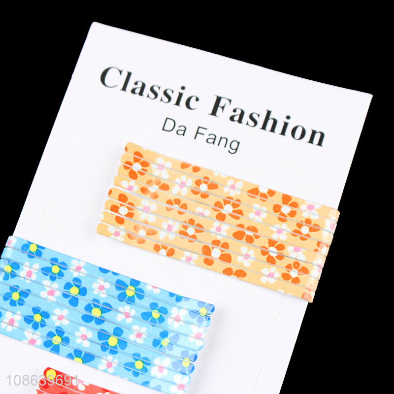 Wholesale colorful floral print iron bobby pins women girls hair clips
