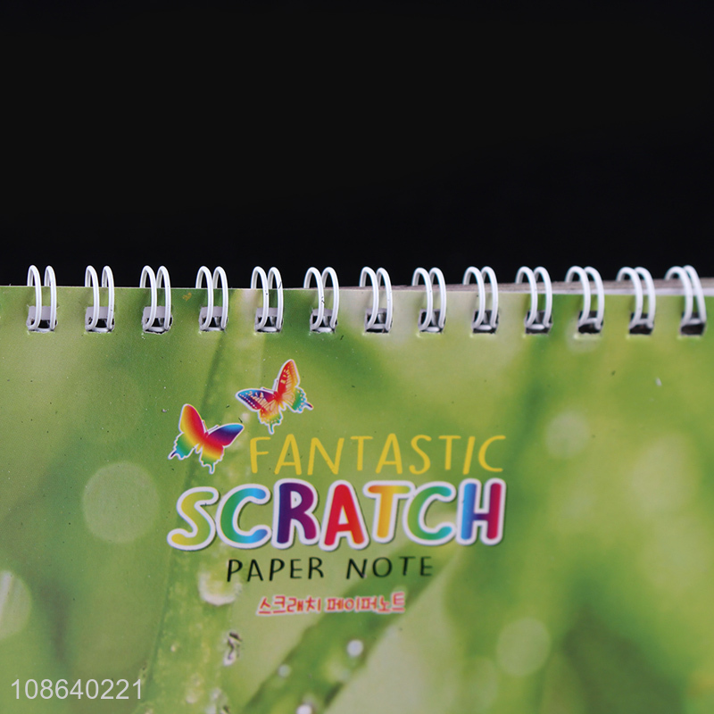 Factory wholesale 12 pages DIY scratch paper book with a bamboo stick