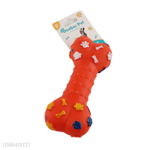 Wholesale bone shaped vinyl dog toys squeaky toy pet teething toy