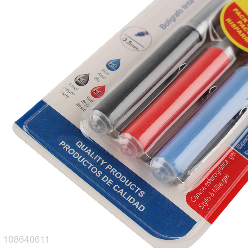 Good selling 3pcs school office stationery gel pen set wholesale