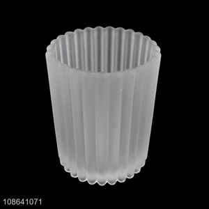 Good quality opaque ribbed glass candle holder for table decoration