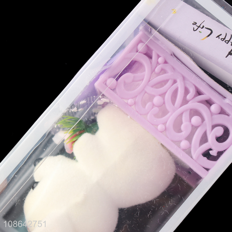 Good peice lovely cartoon bear artificial flower plastic desk ornaments