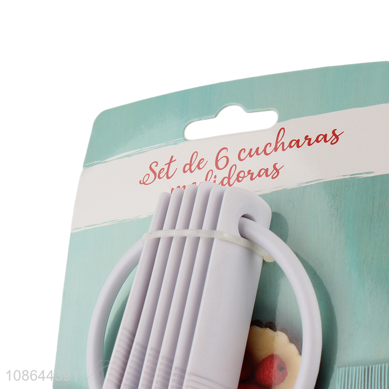 Wholesale 6pcs plastic measuring spoon for kitchen cooking and baking