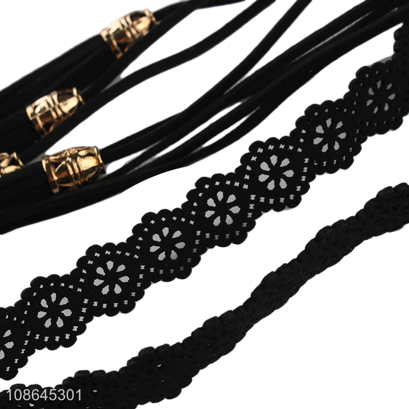 Yiwu factory black ladies lace tassel waist belt for decoration