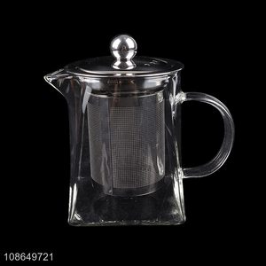 Latest products square glass teapot with stainless steel filter