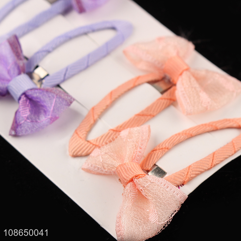 Top selling 4pcs cute girls hairpin hair decoration with bowknot