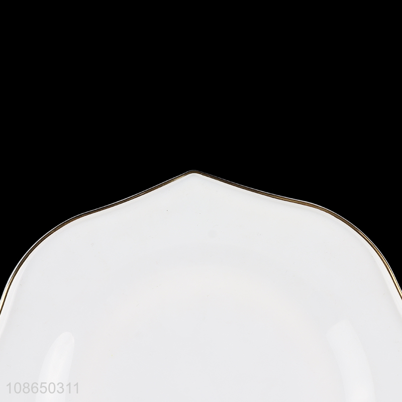 Wholesale lace opal glass plate break resistance glass dinner plate