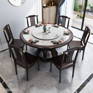 Hot selling luxury style round rock <em>plate</em> dining table for home furniture