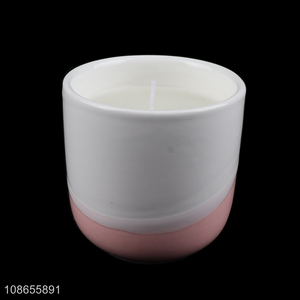 Factory wholesale jar candle paraffin wax filled ceramic vessel candle