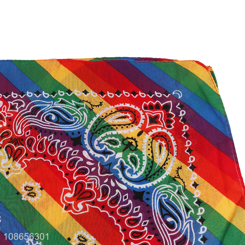 Popular products rainbow color cotton women bandanas kerchief for sale