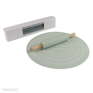 Online wholesale baking tool silicone rolling pin and pastry mat