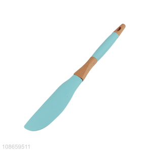 Wholesale bpa free <em>silicone</em> butter spatula <em>scraper</em> with wooden handle