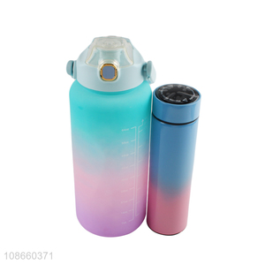 Most popular portable plastic water cup stainless steel insulated cup set