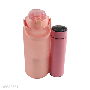 Low price large capacity plastic water cup and insulated drinking bottle set