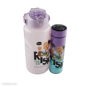 Popular products plastic water bottle and stainless steel insulated cup gifts set