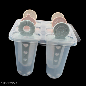 New product 4-cavity homemade popsicle molds plastic ice pop maker