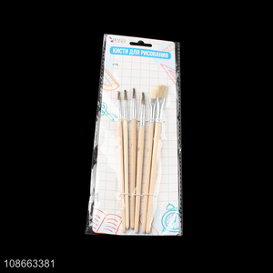 Good price 6pcs wooden handle <em>paint</em> <em>brush</em> for kids adults beginners