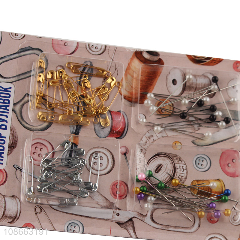 Wholesale garment accessories colorful ball head pins safety pins set