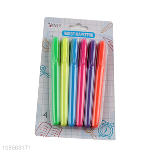 Wholesale 6 colors chisel tip highlighter pens markers school stationery