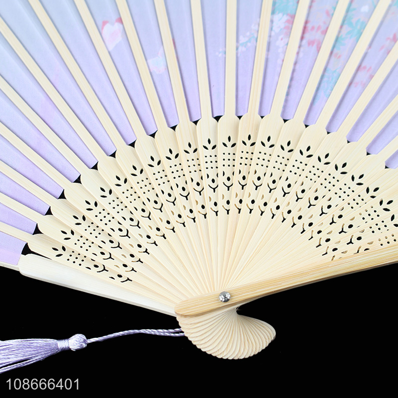 Hot selling portable folding bamboo handheld fans for souvenir gifts
