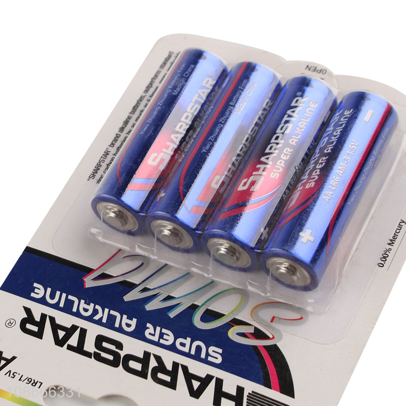 Wholesale 4pcs 1.5V AA alkaline batteries zinc manganese batteries