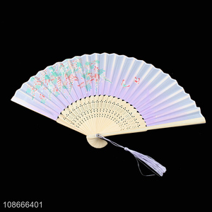 Hot selling portable folding bamboo handheld fans for souvenir gifts