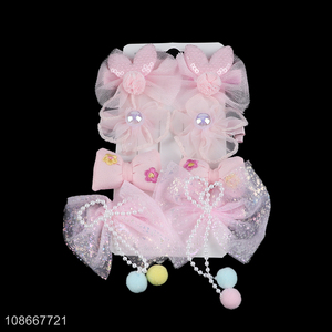 Best price fabric children lace flower girls bows hairpin hair clips