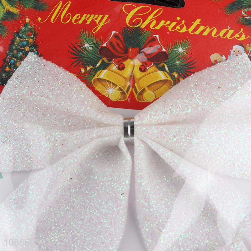Top products 3pcs white decorative bowknot for christmas tree