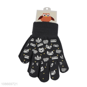 High quality hand-held game console pattern knitted gloves for kids