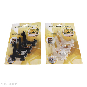 Hot selling 3pcs plastic easel holder plastic plate stands for display