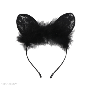 Hot products cat ear cute black girls hair hoop for sale