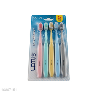 Good quality 5 pieces soft bristle <em>toothbrush</em> with anti-skid handle