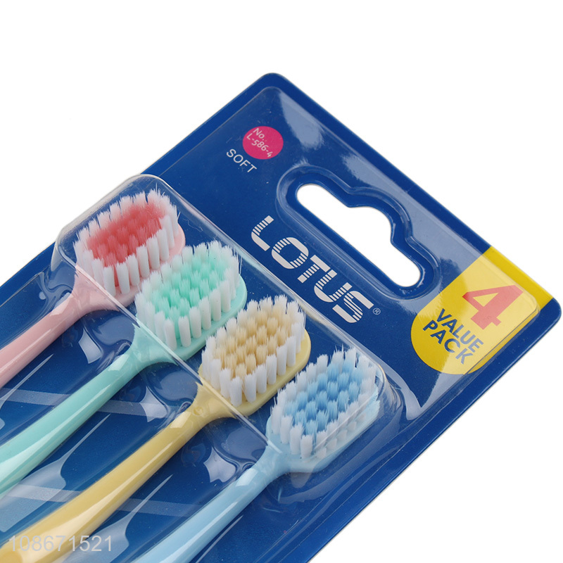 New product 4 pieces soft bristle toothbrush for whole family use