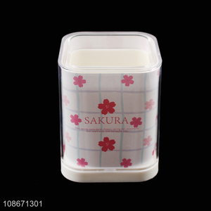 Online wholesale stylish sakura printed plastic pen container brush pot