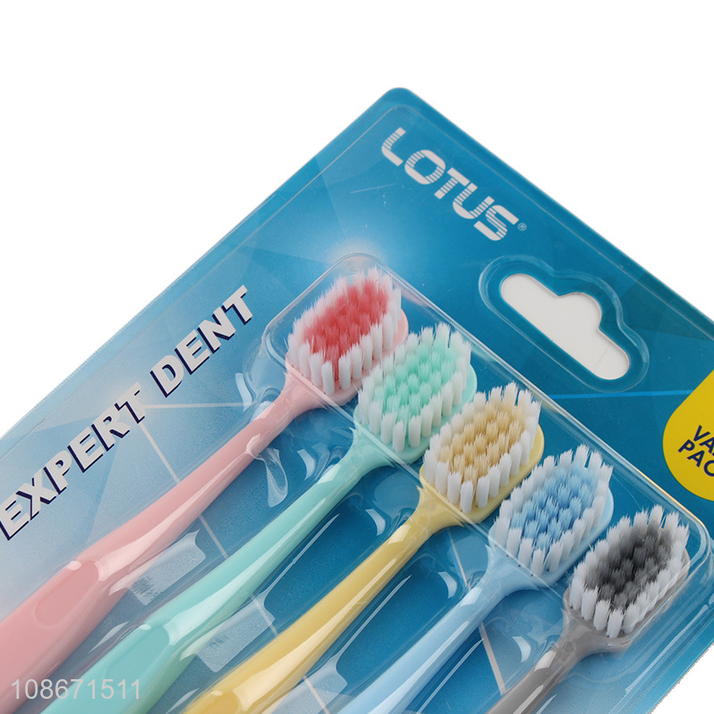 Good quality 5 pieces soft bristle toothbrush with anti-skid handle