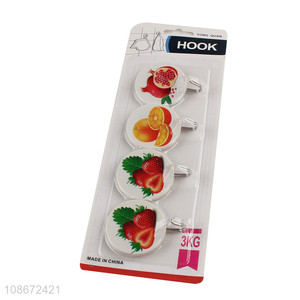 Yiwu market 4pcs bathroom kitchen <em>plastic</em> sticky <em>hook</em> for sale