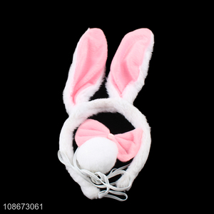 Wholesale Halloween rabbit cosplay costume set with rabbit ear headband, tail and bow tie