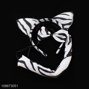 Wholesale Halloween zebra cosplay costume set with zebra ear headband, tail and bow tie